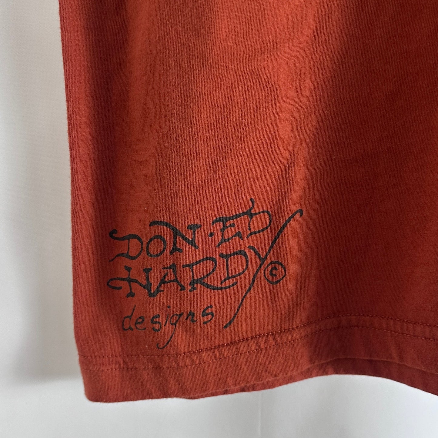 Ed Hardy Burnt Orange Love Kills Slowly Graphic Tee