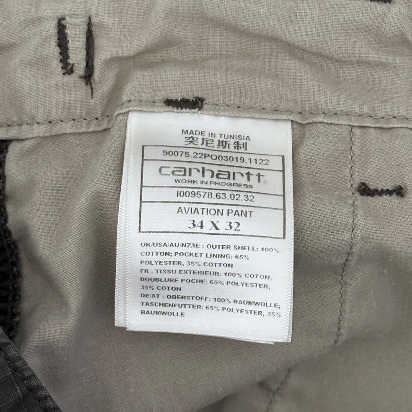 Carhartt Work in Progress Green Aviation Pant Ripstop Cargo