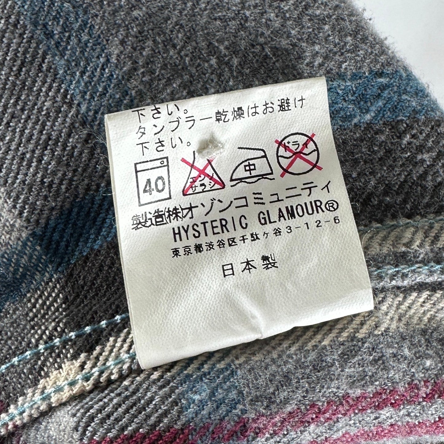 Hysteric Glamour Grey Plaid Flannel Shirt