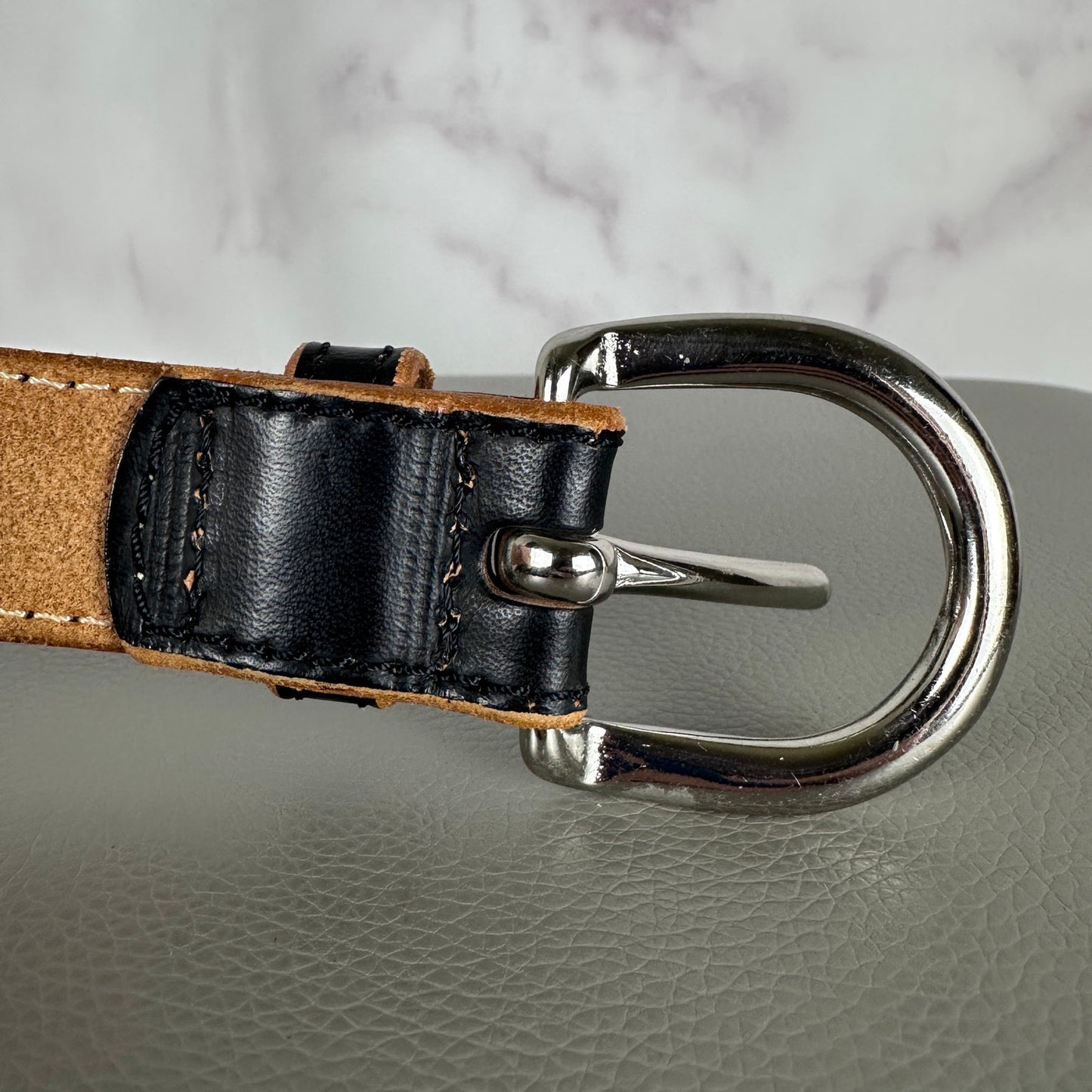 Y’s Yohji Yamamoto Black Contrast Stitch Leather Western Belt