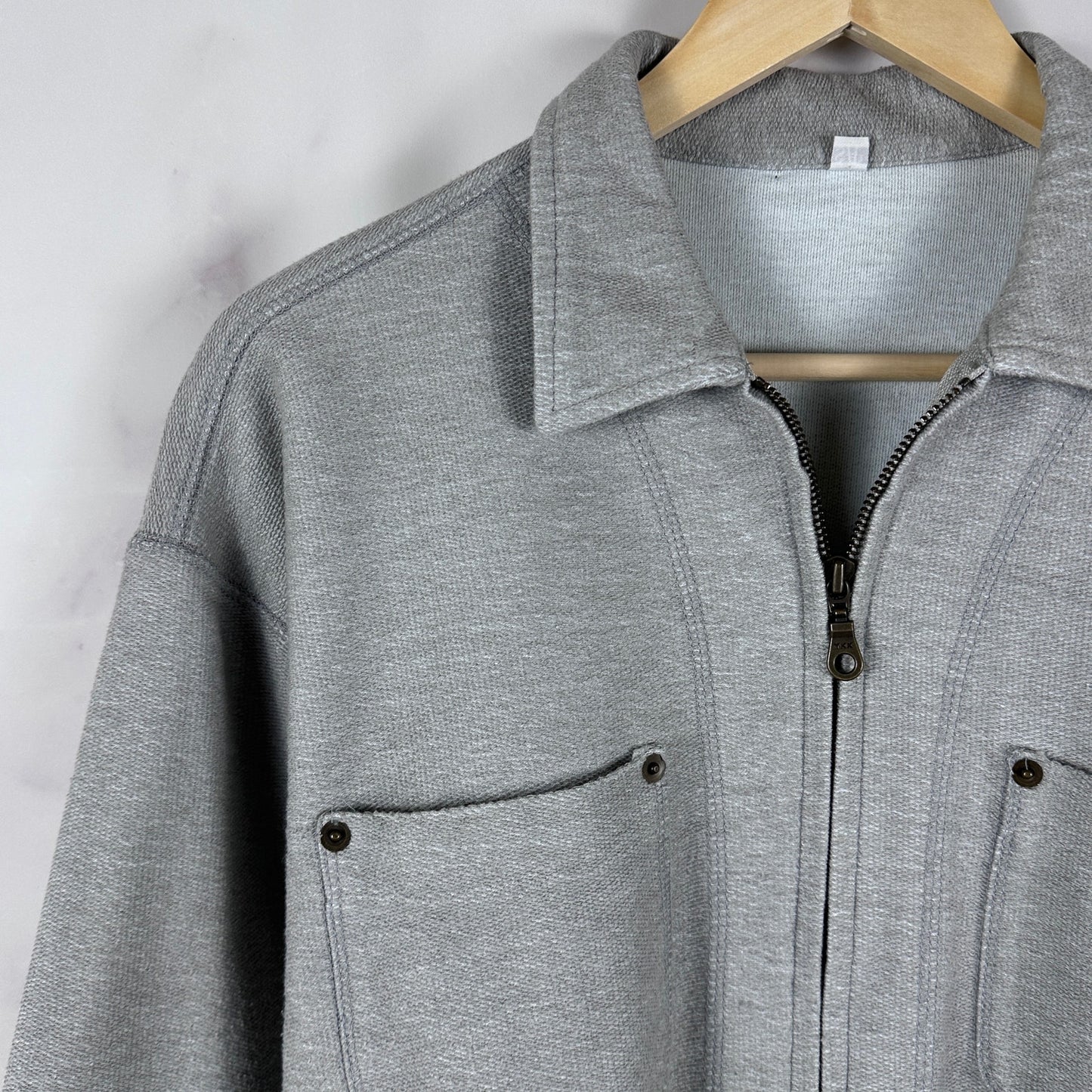 Vintage 80s Canadian Grey Zip-Up Work Shirt