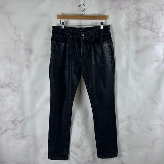 Saint Laurent Paris Waxed Black D02 M/SK Denim Jeans