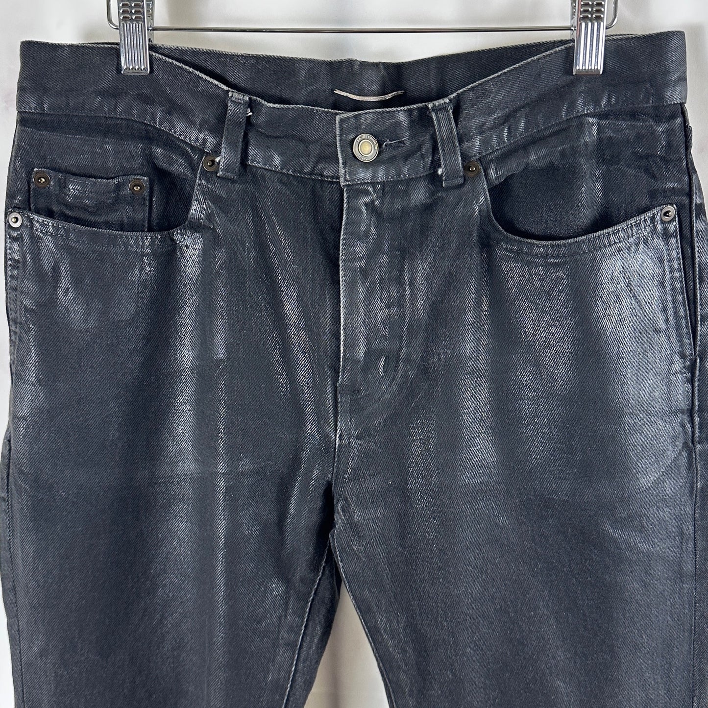 Saint Laurent Paris Waxed Black D02 M/SK Denim Jeans