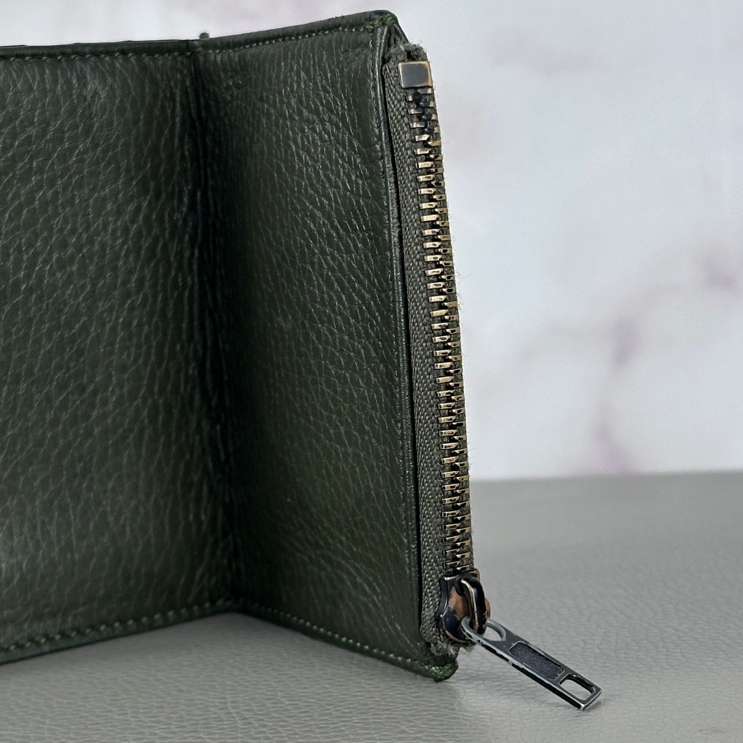 Maison Margiela Green Leather Four-Stitch Trifold Wallet