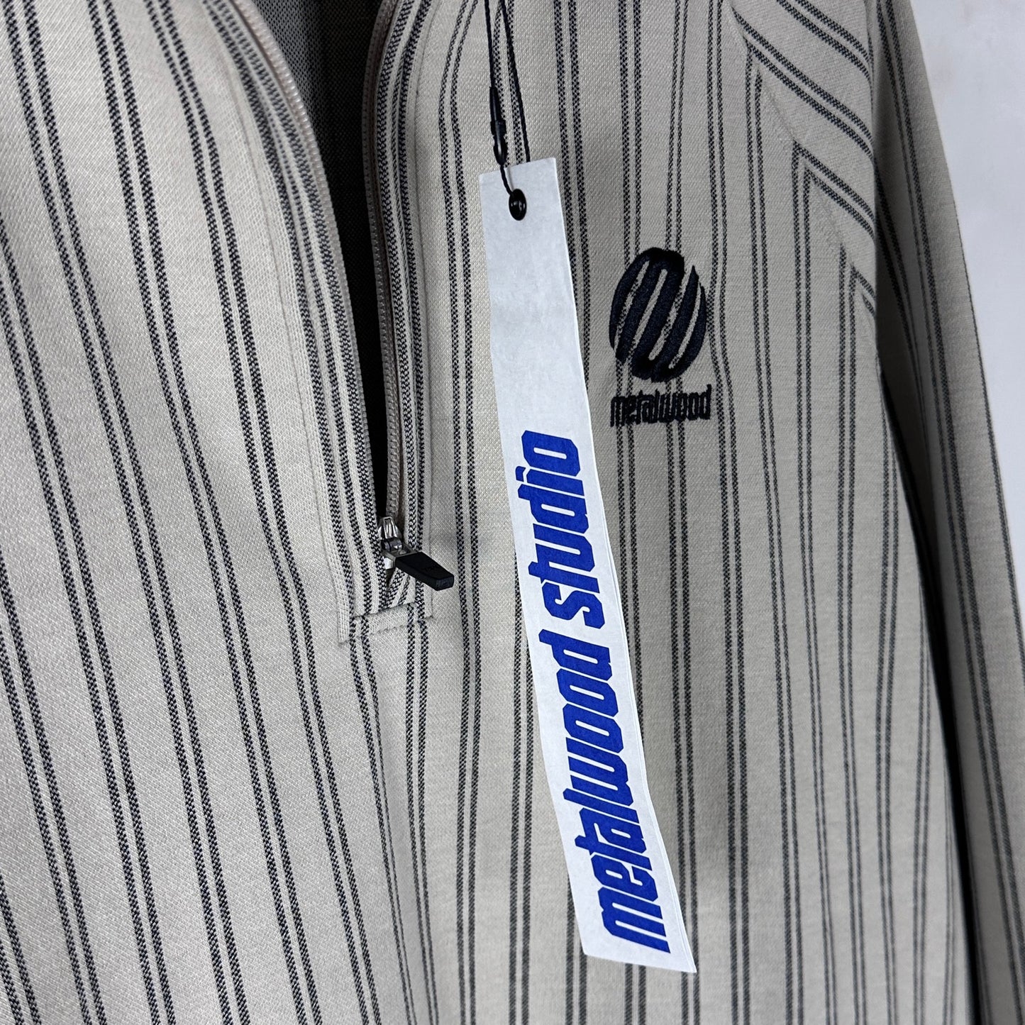 Metalwood Studio Striped LS Polo Quarter Zip