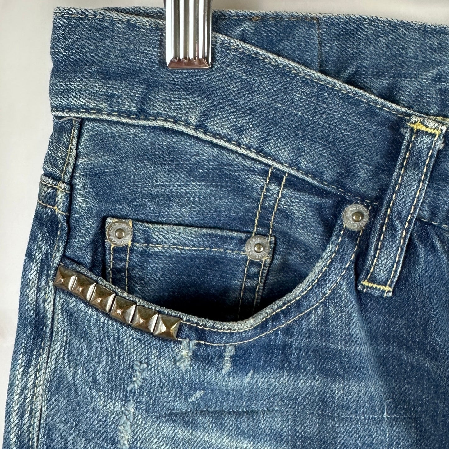 Hysteric Glamour Studded Repaired Selvedge Denim Jeans