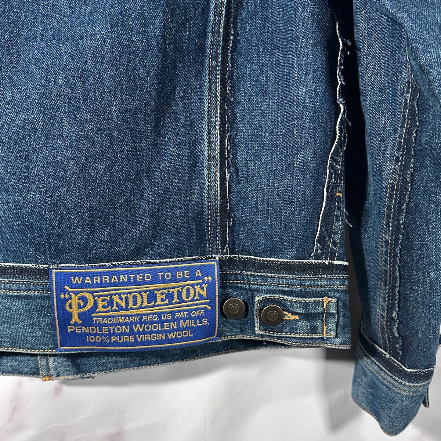 Maison Margiela x Pendleton Layered Distressed Denim Trucker Jacket