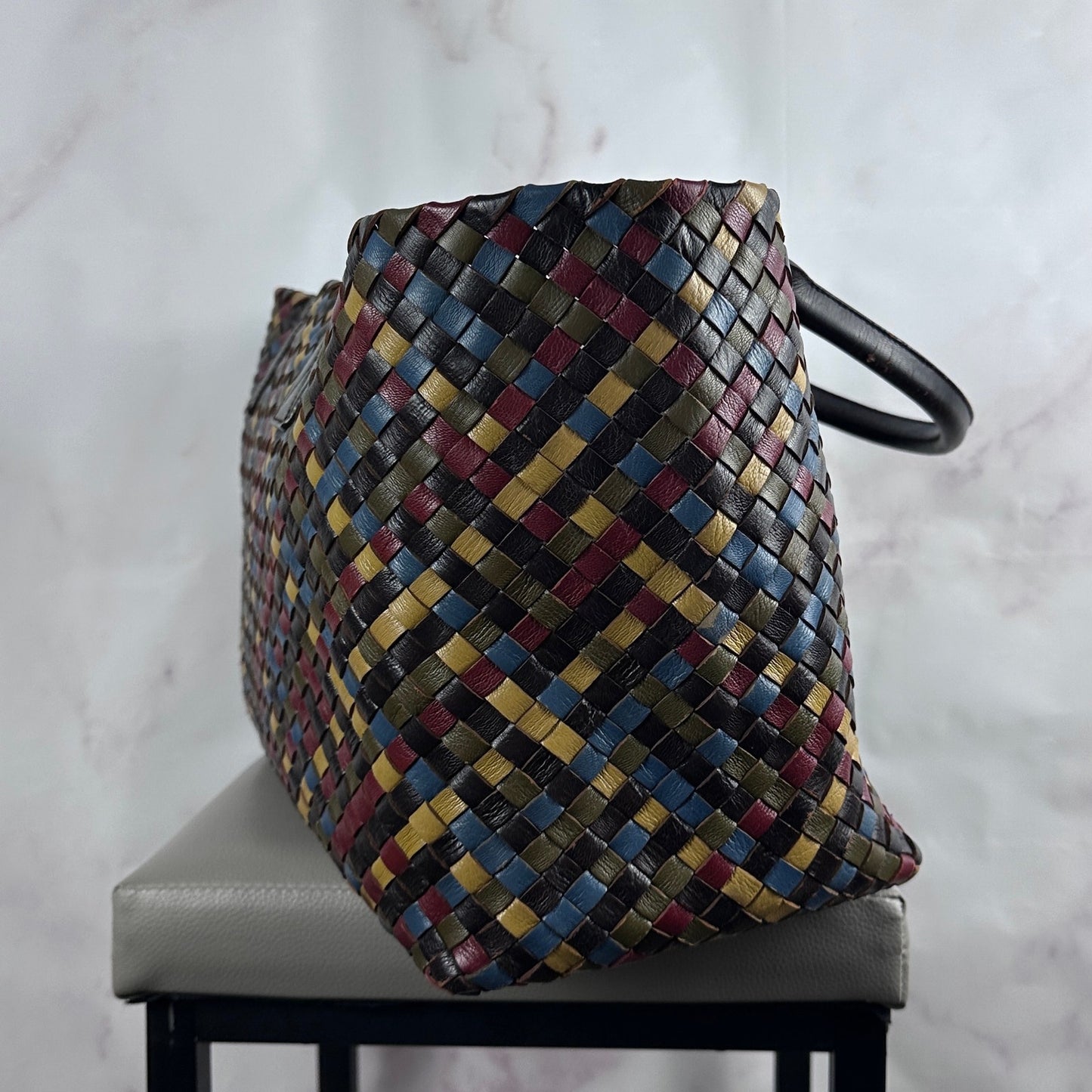Bottega Veneta Intrecciato Cabat Multicolor Woven Leather Purse