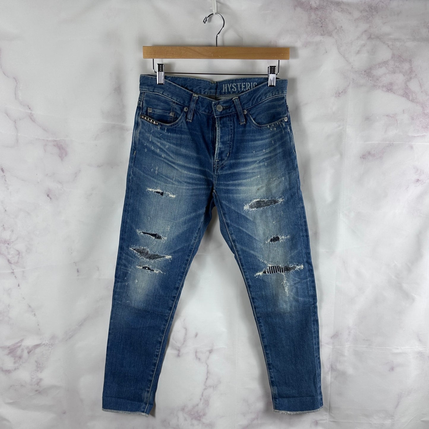 Hysteric Glamour Studded Repaired Selvedge Denim Jeans