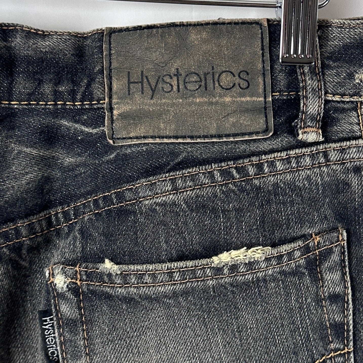Hysteric Glamour Studded & Repaired Grey Denim Skirt