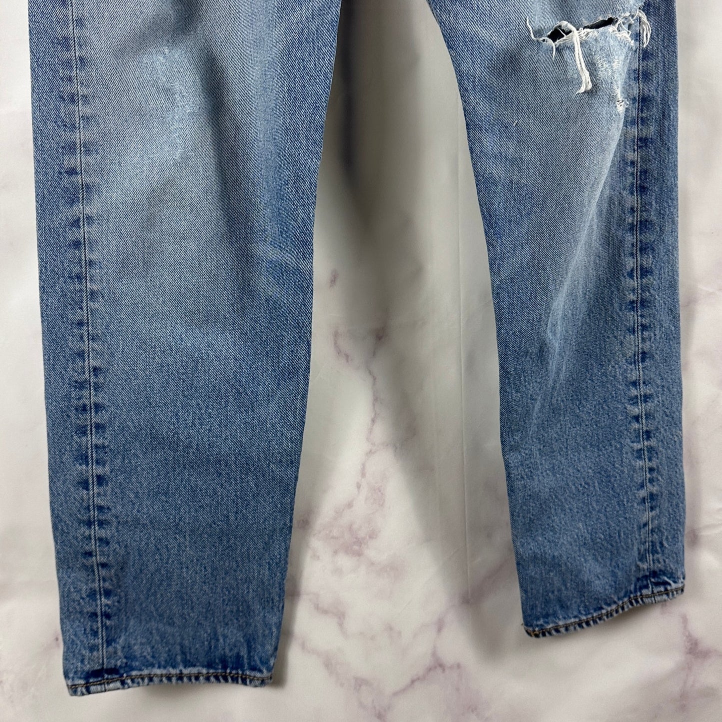 Levi's 501 Light Wash Distressed Denim Jeans