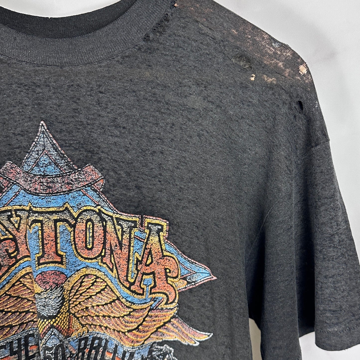 Vintage 1991 Daytona Bike Week Thrashed Black Tee