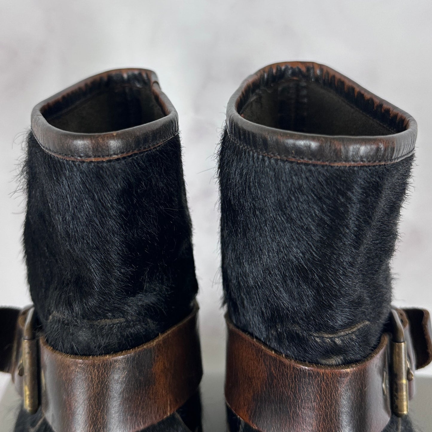 Buttero Black Pony Hair Biker Boot