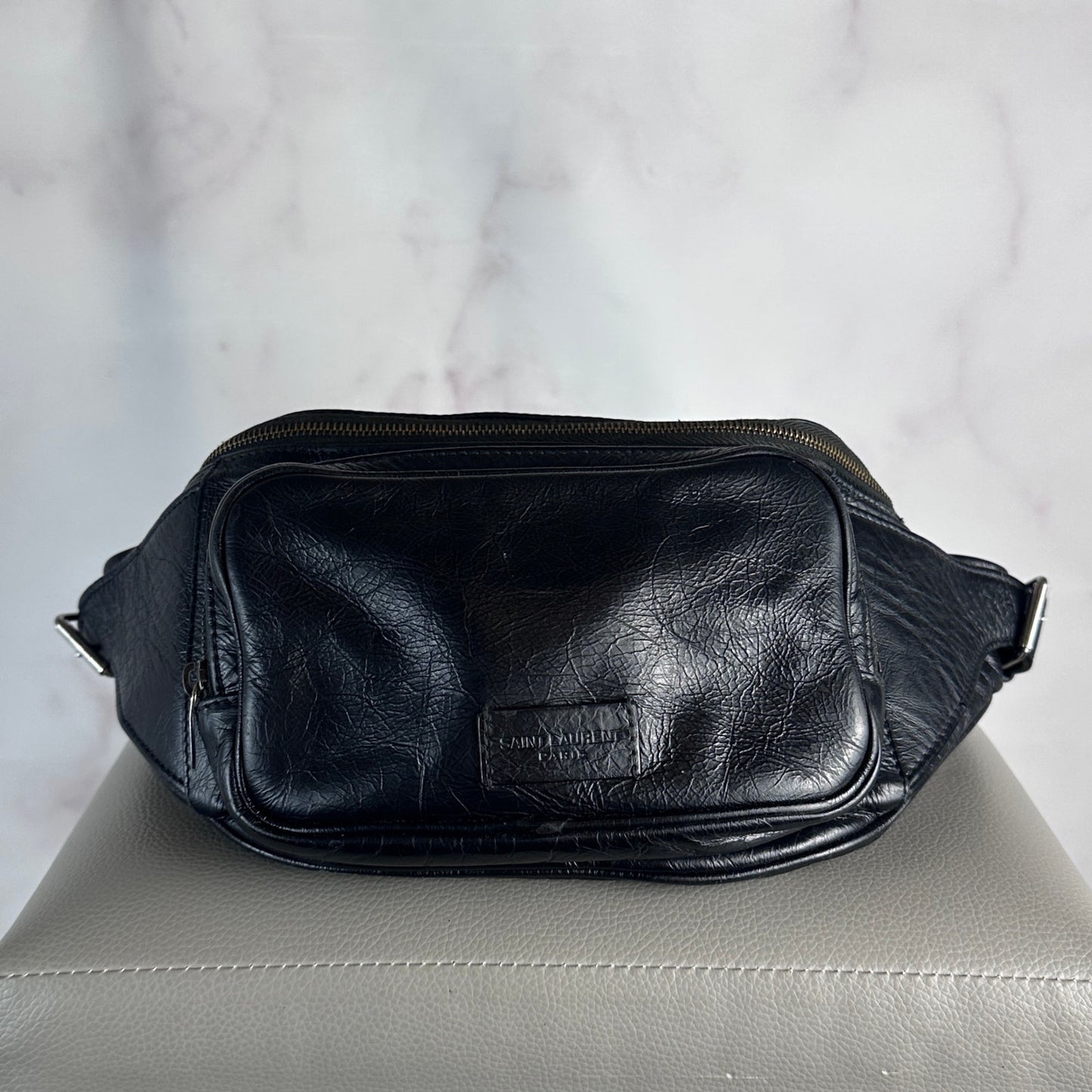 Saint Laurent Paris Black Leather Belt Bag