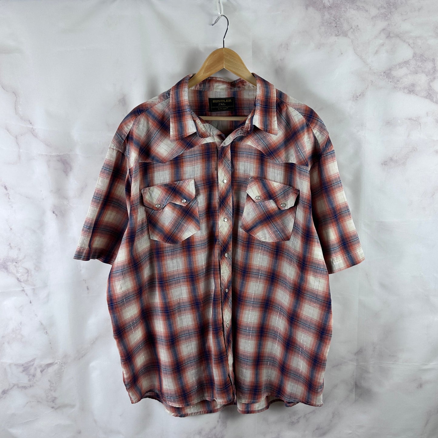 Vintage Rustler Western Plaid Pearl Snap Shirt