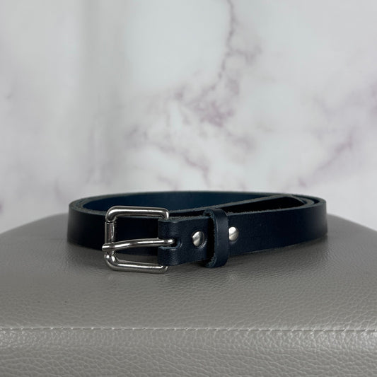 Beams Black Leather Strip Belt