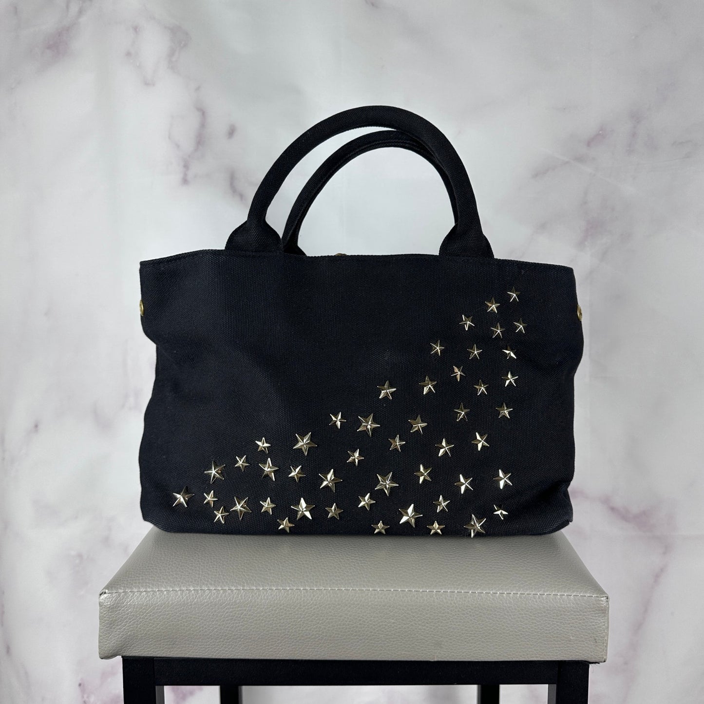 Ray BEAMS Star Studded Black Canvas Purse