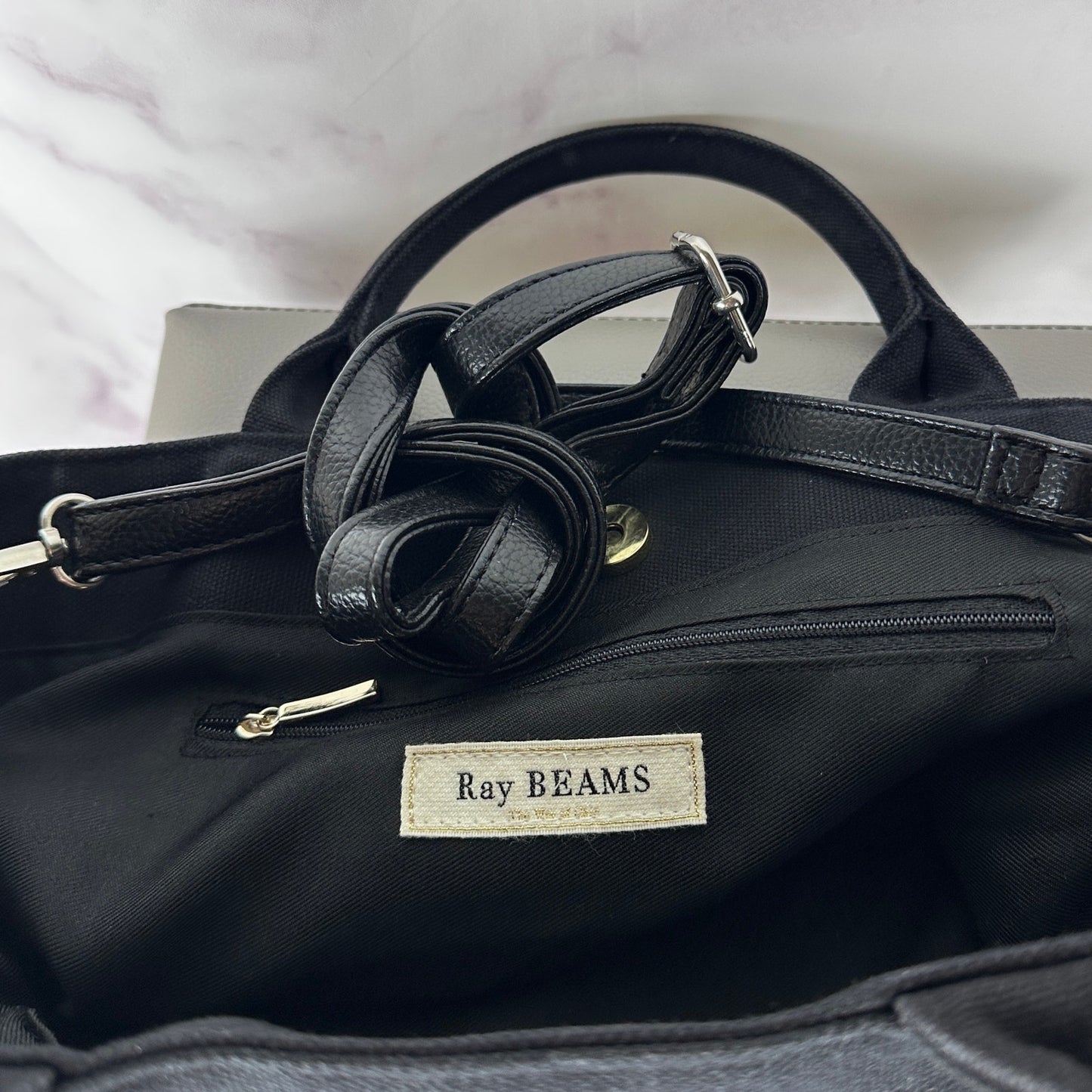 Ray BEAMS Star Studded Black Canvas Purse