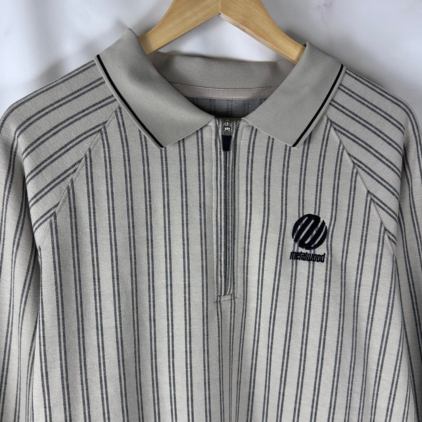 Metalwood Studio Striped LS Polo Quarter Zip