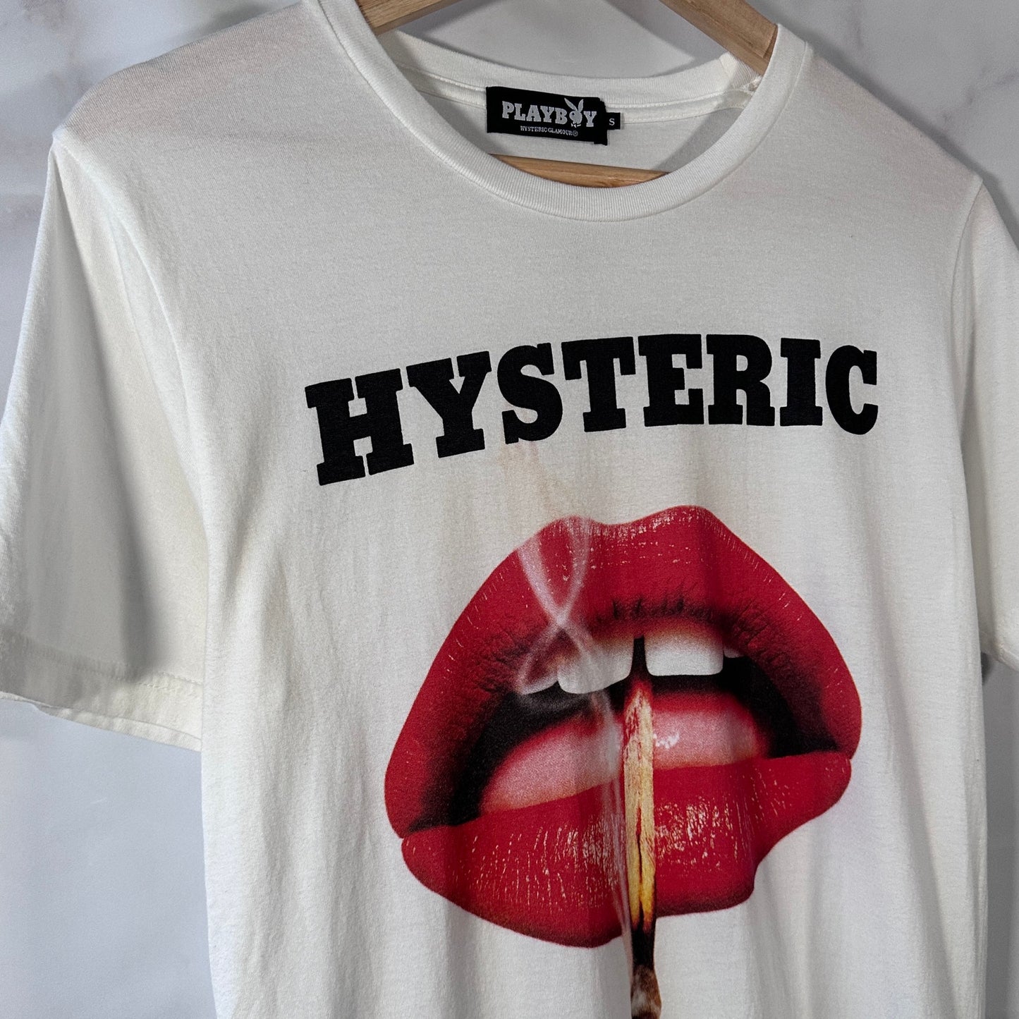 Hysteric Glamour x Playboy Smoking Lips White Graphic Tee