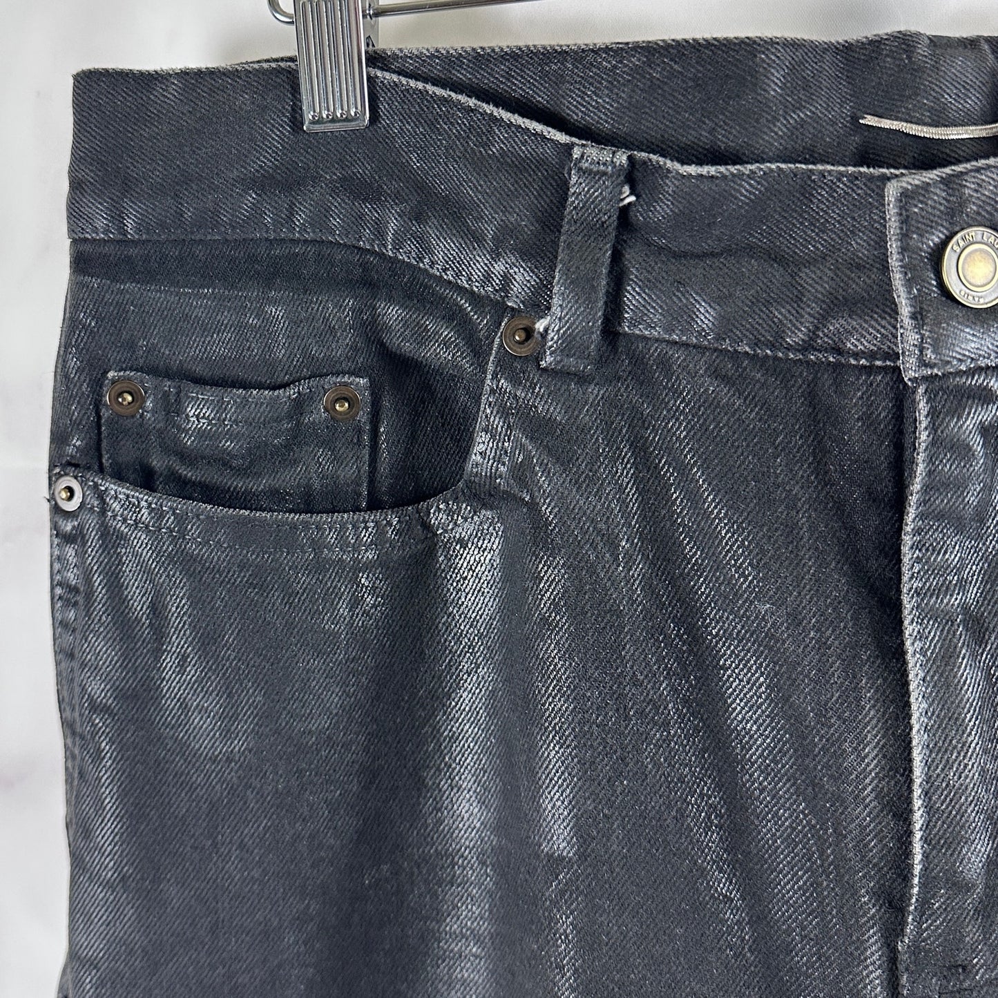 Saint Laurent Paris Waxed Black D02 M/SK Denim Jeans
