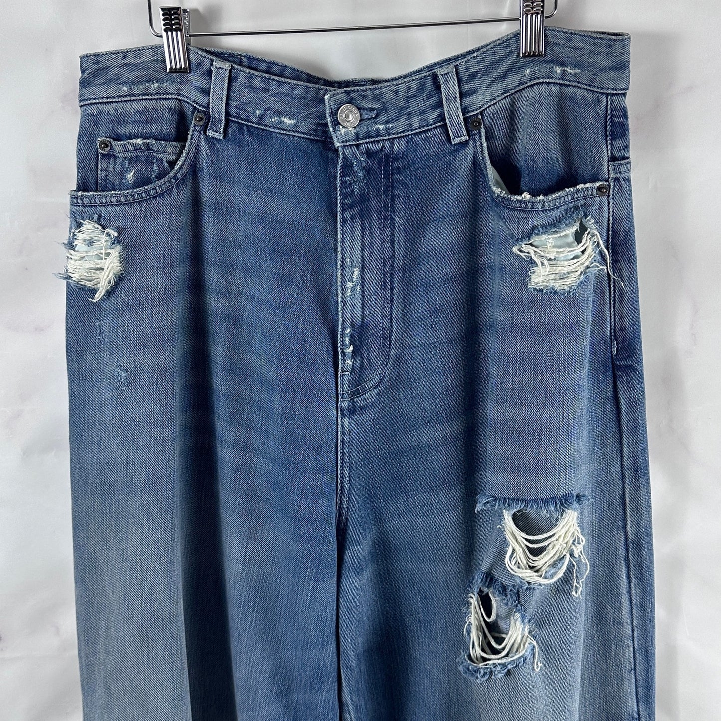 Balenciaga Baggy Distressed Blue Denim