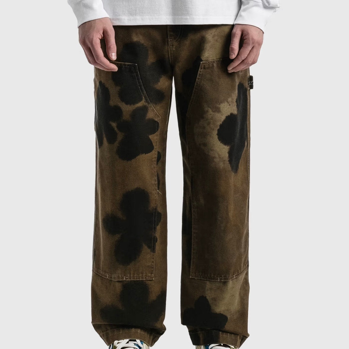 Stussy Floral Dye Double Knee Brown Work Pant