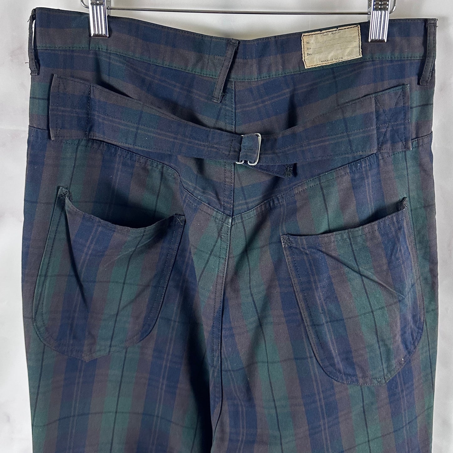 Kapital Green Plaid Buckle Back Pants