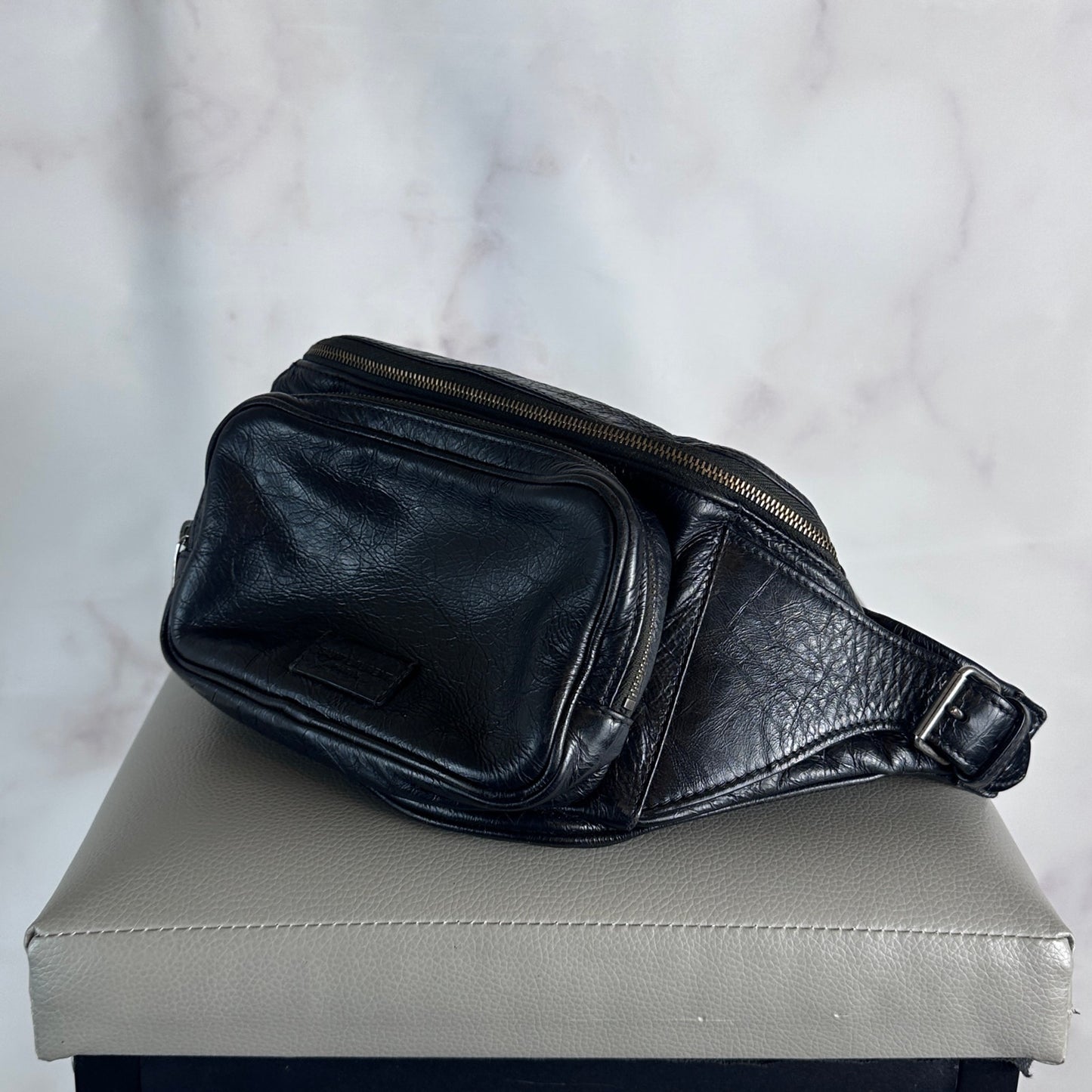 Saint Laurent Paris Black Leather Belt Bag
