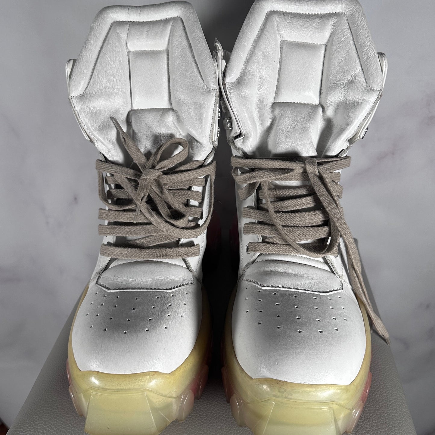 Rick Owens S/S21 Tecuatl White Bozo Hiking Boots