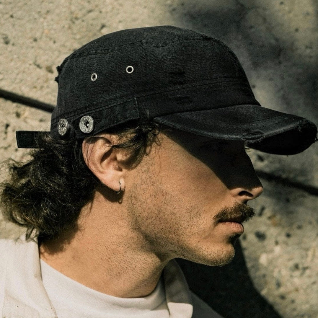 Two Fold HBT Sun-Faded Black Cadet Hat