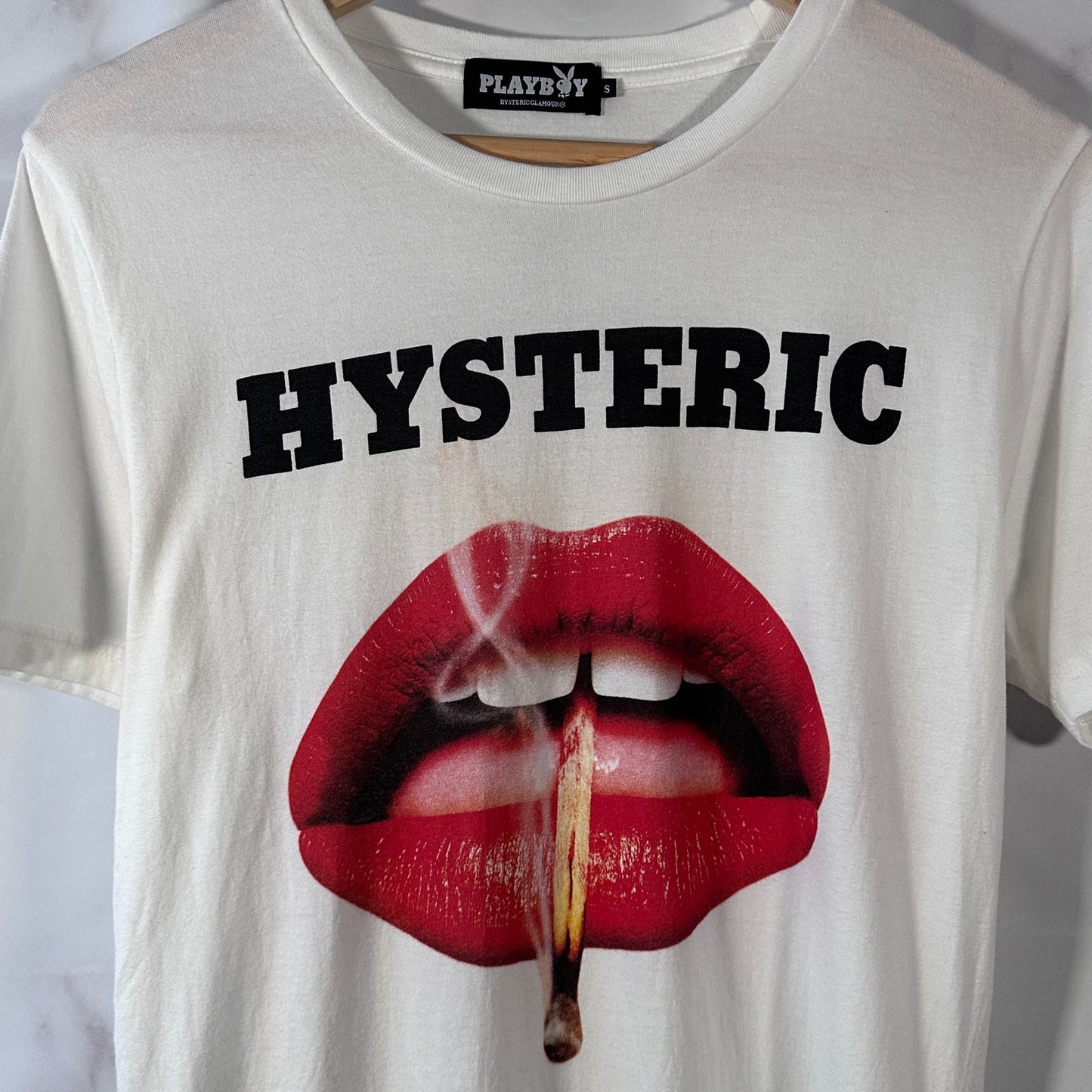Hysteric Glamour x Playboy Smoking Lips White Graphic Tee