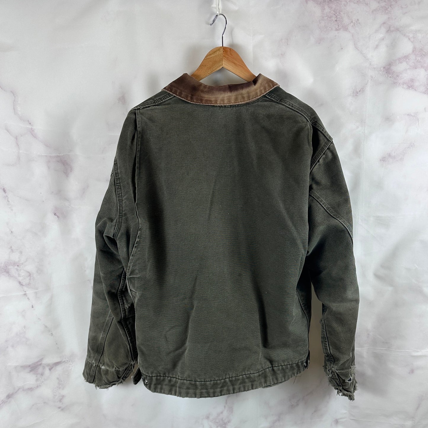Vintage Carhartt Detroit Jacket J97 MOS Green Distressed Blanket Lined