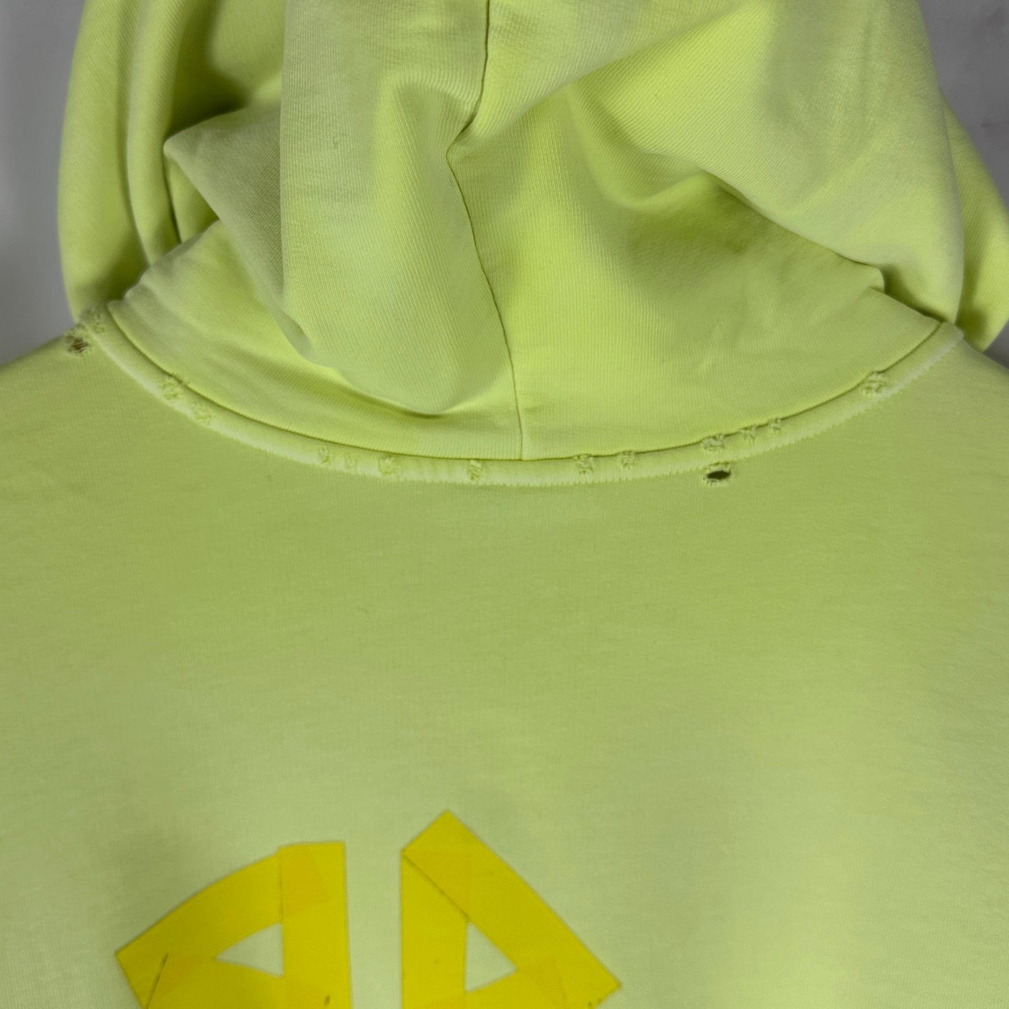 Balenciaga Tape Type Yellow Oversized Ripped Pocket Hoodie