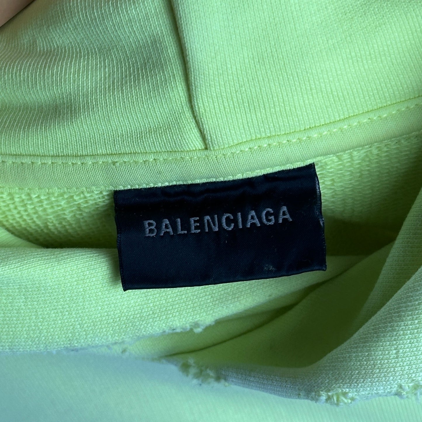 Balenciaga Tape Type Yellow Oversized Ripped Pocket Hoodie