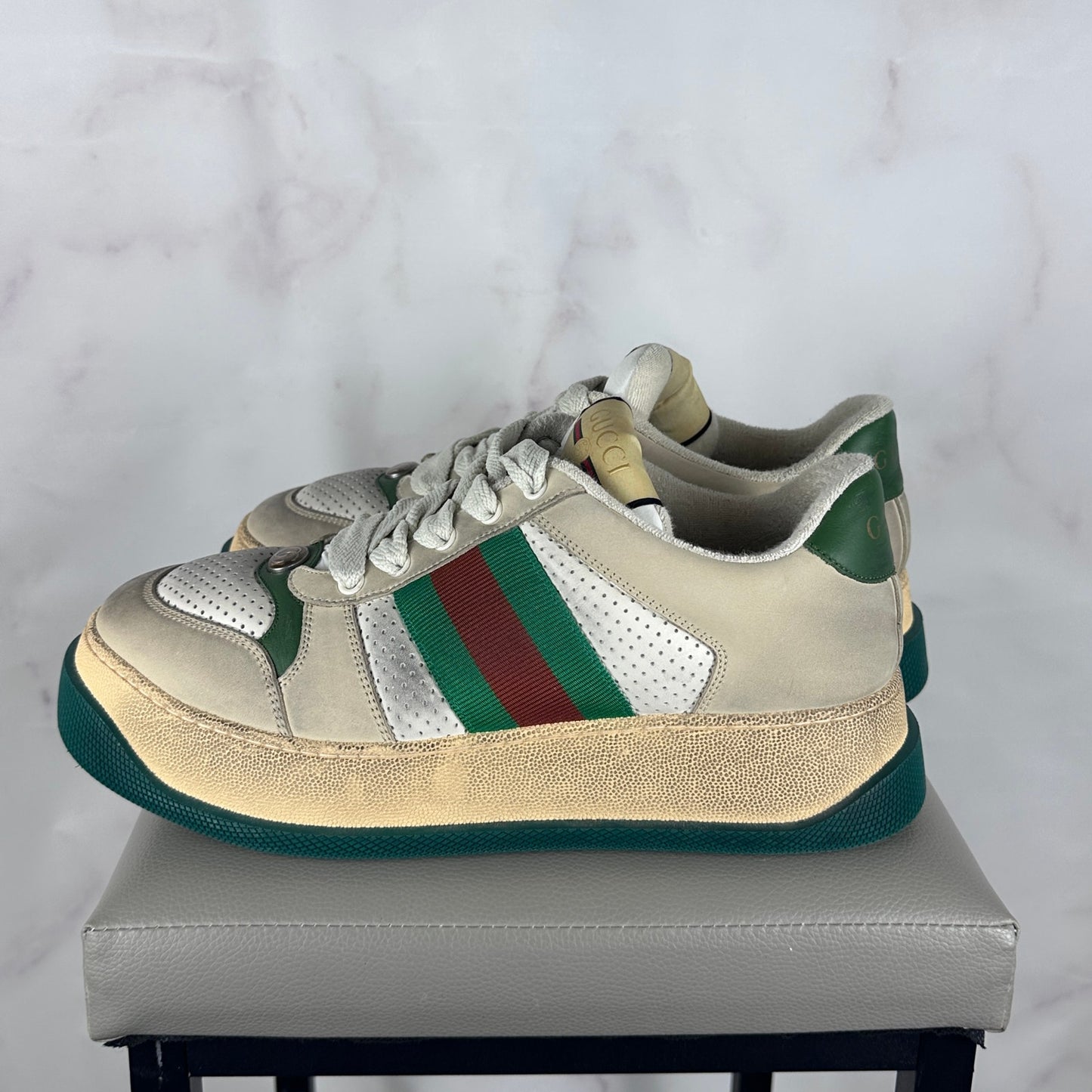 Gucci Double Screener Sneaker Perforated Cream