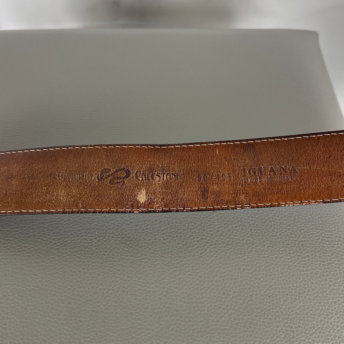 Claudio Calestani Handmade Iguana & Silver Buckle Belt