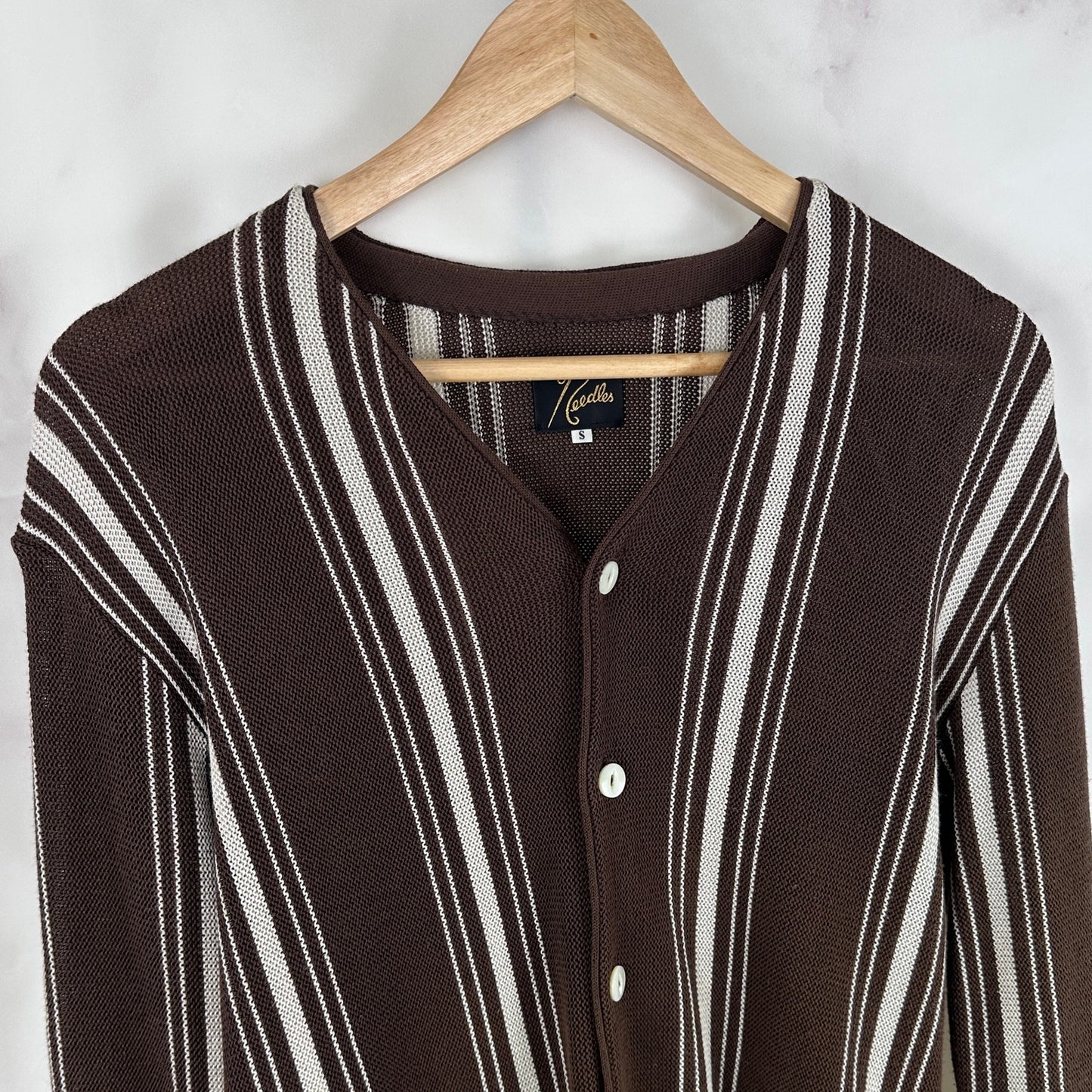 Needles Brown/White Striped Cardigan
