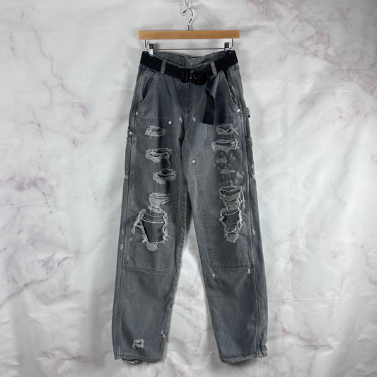 Alyx Distressed Grey Double Knee Slacker Carpenter Pants & Belt
