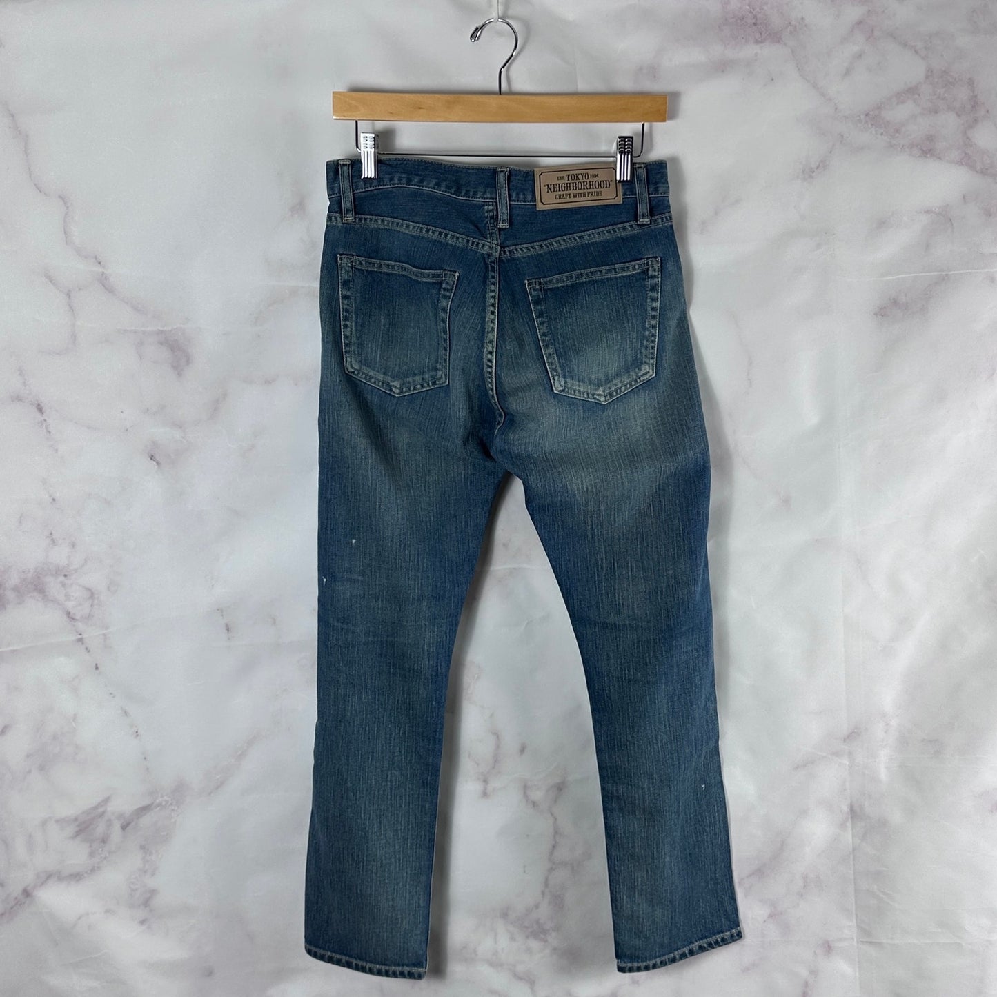 Neighborhood Distressed Slim Blue Japanese Denim