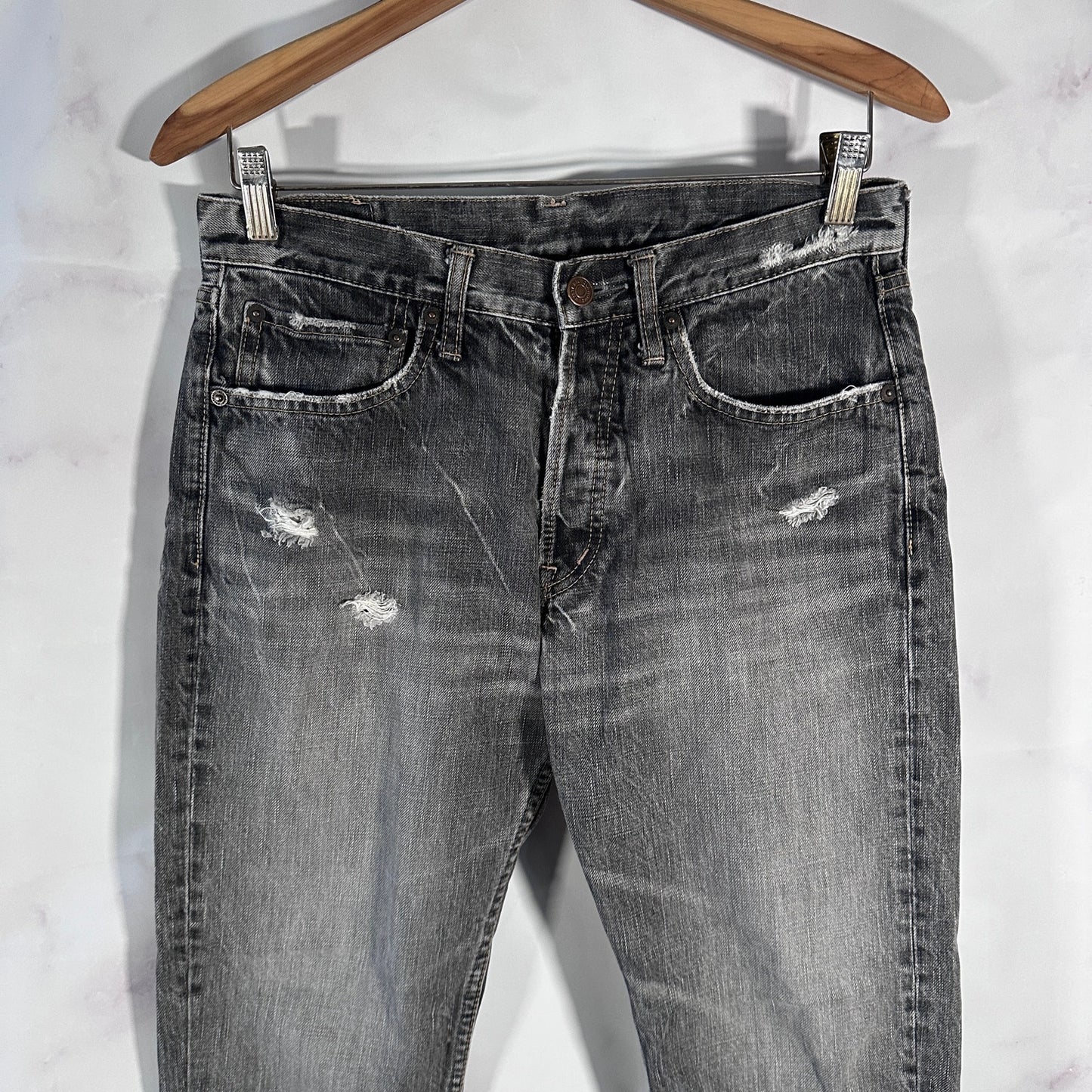 Hysteric Glamour Grey Wash Distressed Denim