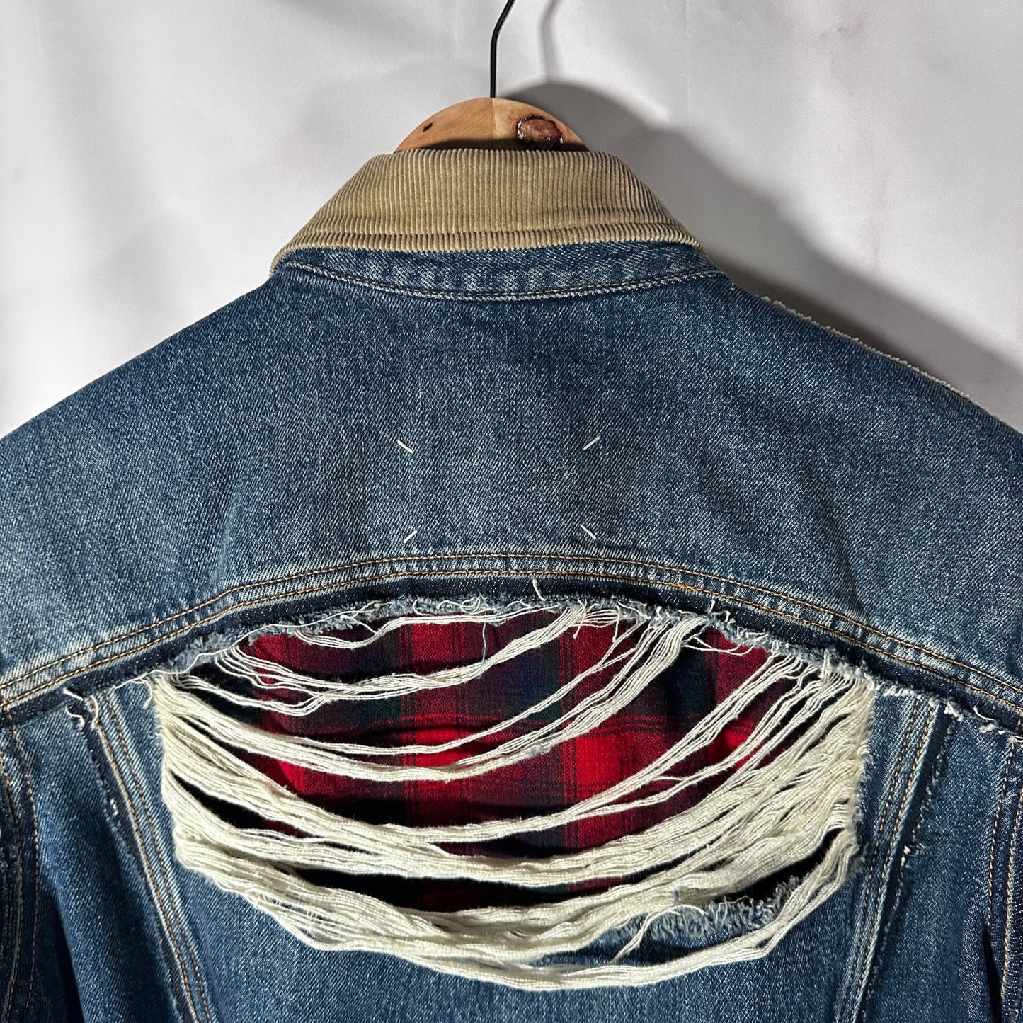Maison Margiela x Pendleton Layered Distressed Denim Trucker Jacket