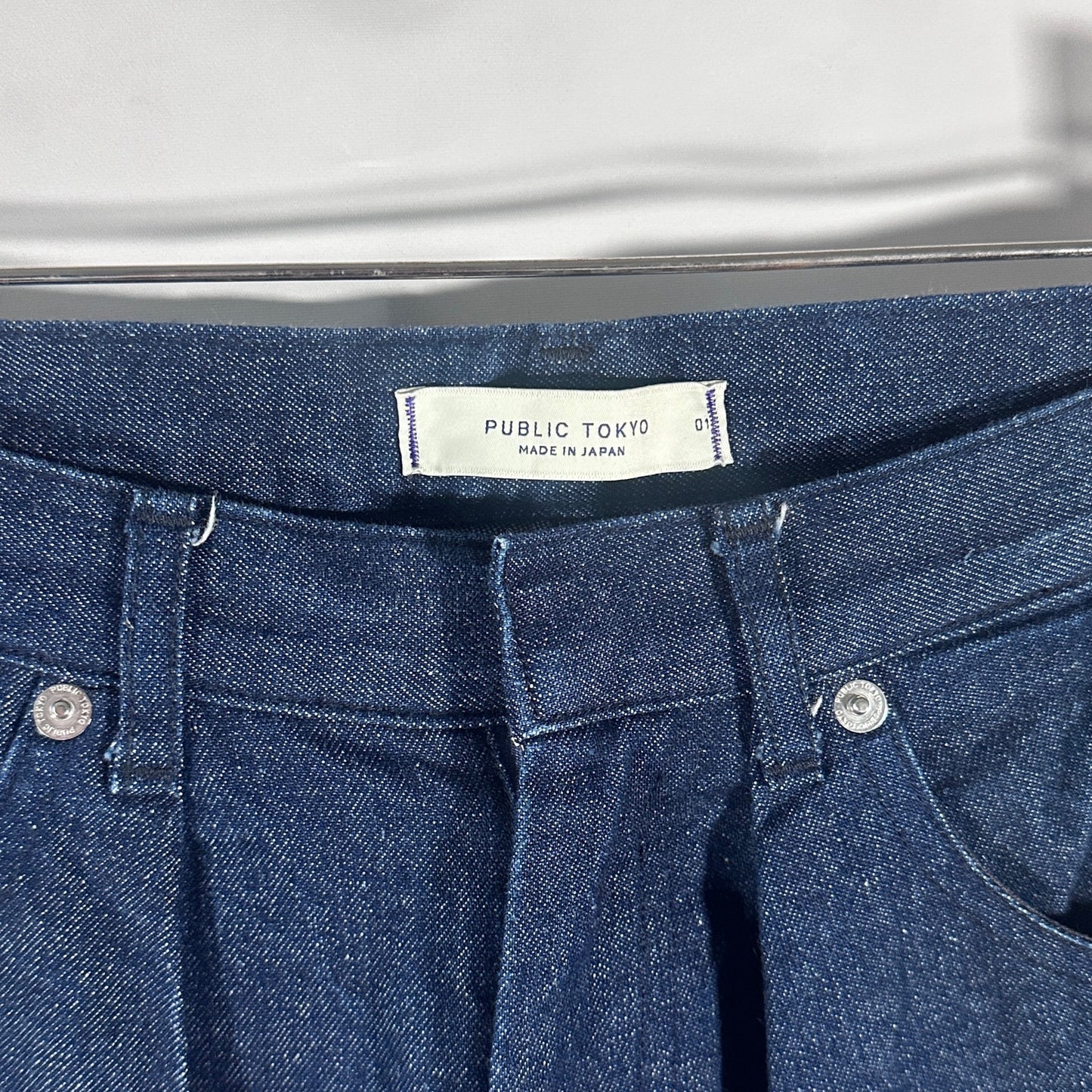Public Tokyo Wide Pleated Indigo Denim Jeans
