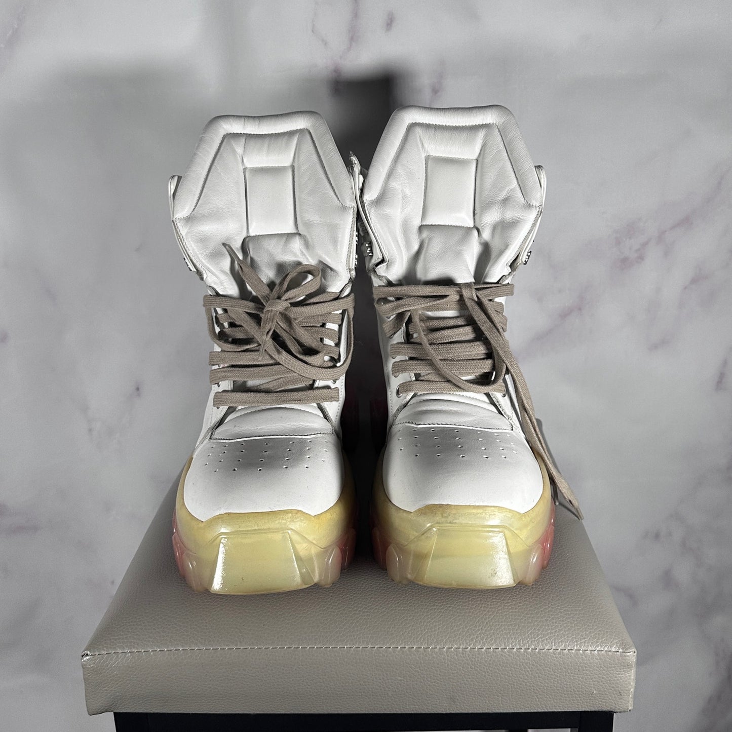 Rick Owens S/S21 Tecuatl White Bozo Hiking Boots
