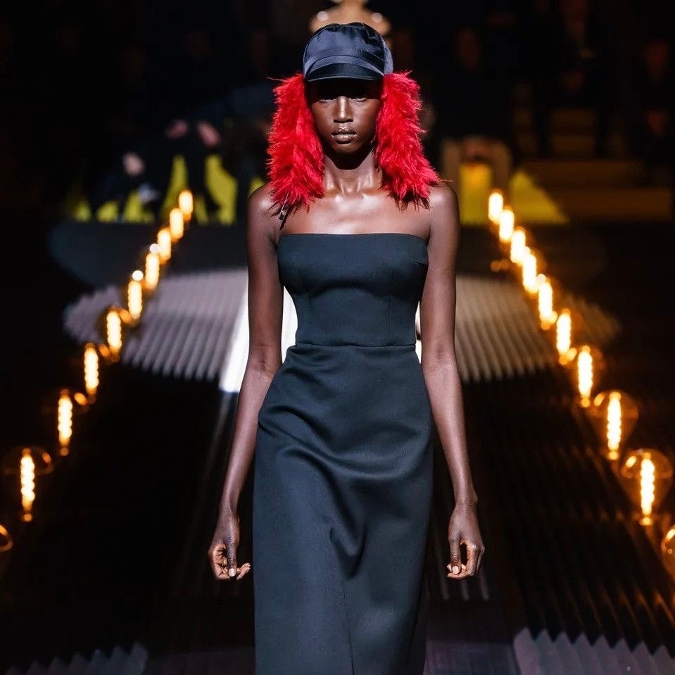 Prada F/W19 Runway Re-Nylon Mohair Black/Red Trapper Hat