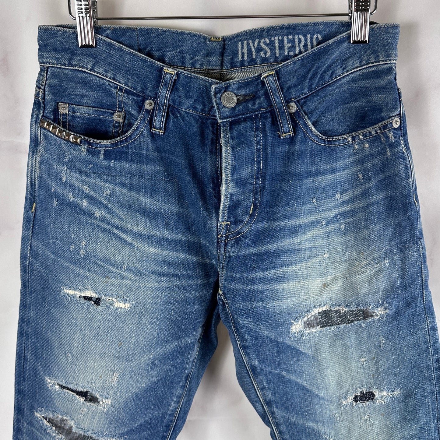 Hysteric Glamour Studded Repaired Selvedge Denim Jeans
