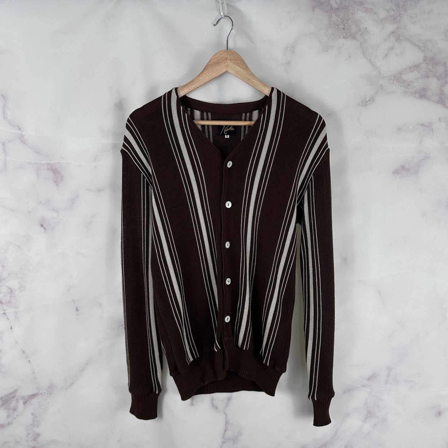 Needles Brown/White Striped Cardigan