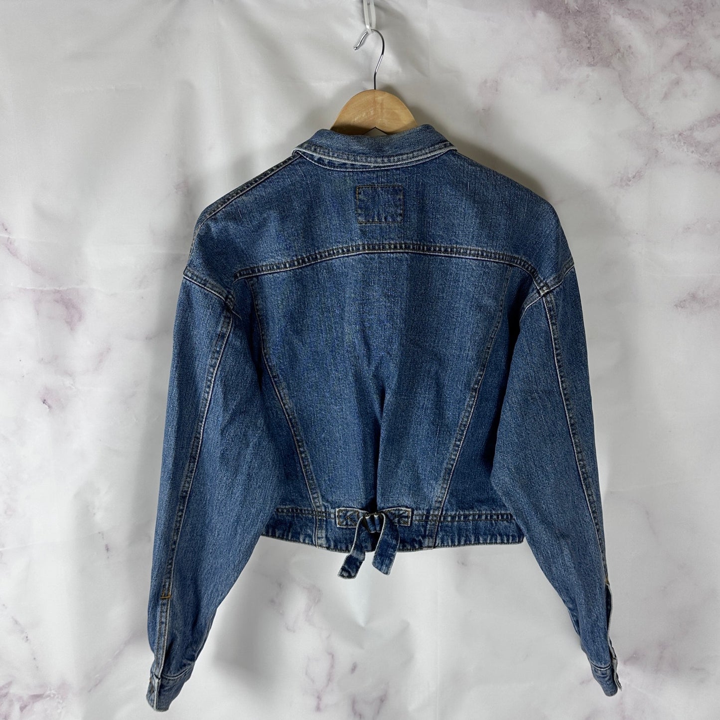 Pony Express French Blue Cropped Denim Jacket