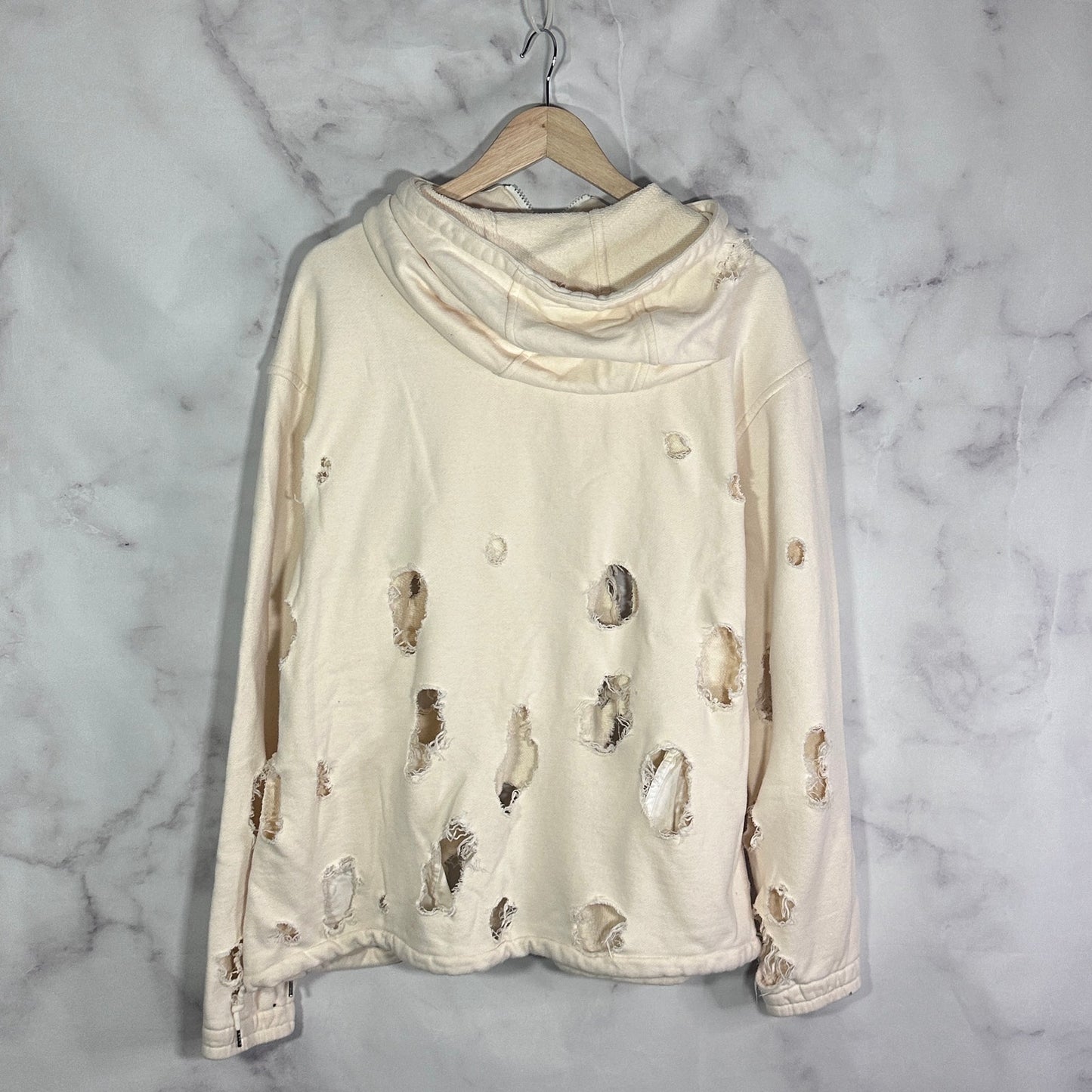 Anglasad Thrashed Cream Half-Zip Hoodie