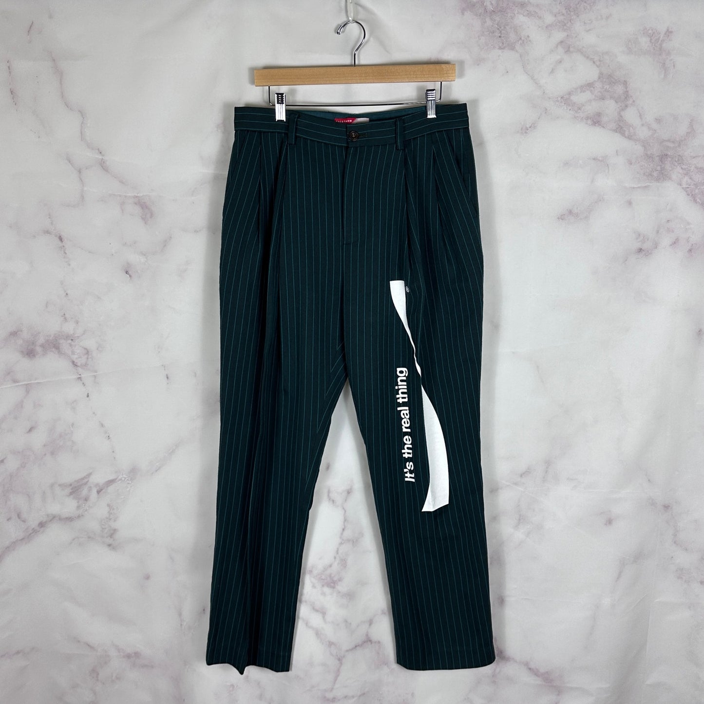 Facetasm x Coca-Cola Green Two Tuck Stripe Pants
